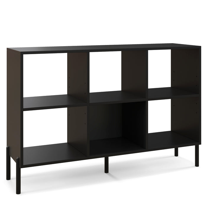 Open-Back Bookshelf with Drawer for Study-Black