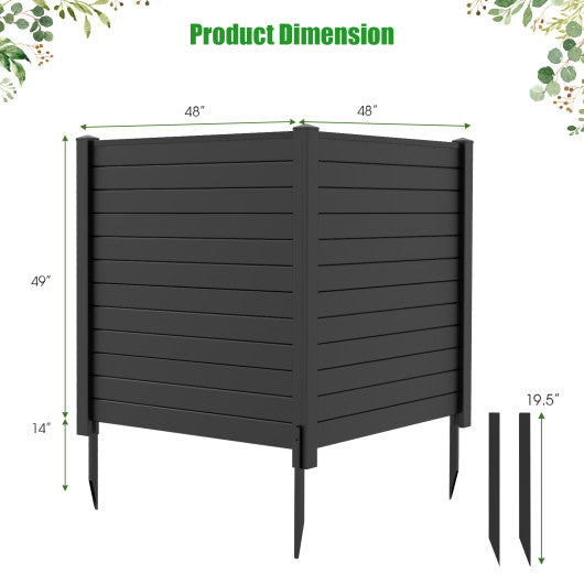 2-Pack Outdoor Picket Fence with 3 Cuspidal Foot Stakes-Black