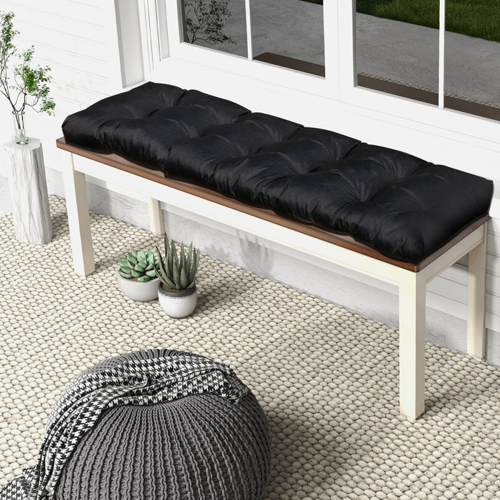 Indoor Outdoor Tufted Bench Cushion with Soft PP Cotton-Black