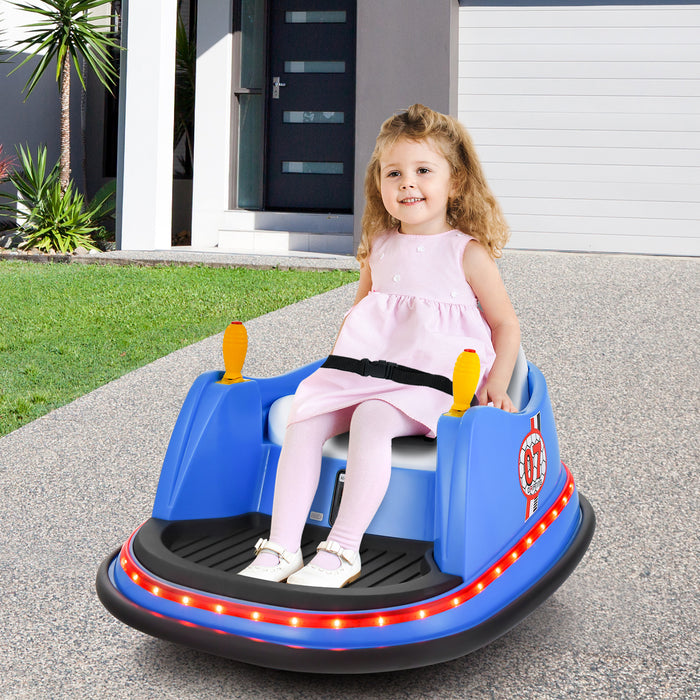 12V Electric Kids Ride On Bumper Car with Flashing Lights for Toddlers-Blue