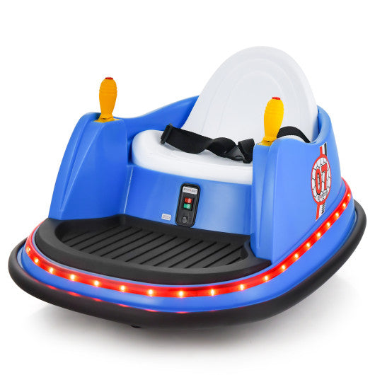 12V Electric Kids Ride On Bumper Car with Flashing Lights for Toddlers-Blue