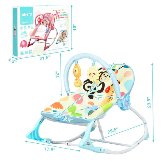 Adjustable Toddler Swing Bouncer & Rocker-Blue