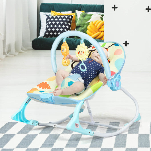 Adjustable Toddler Swing Bouncer & Rocker-Blue