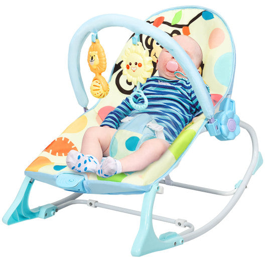 Adjustable Toddler Swing Bouncer & Rocker-Blue