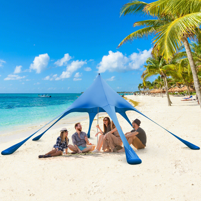 20 x 20 Feet Beach Canopy Tent with UPF50+ Sun Protection and Shovel-Blue