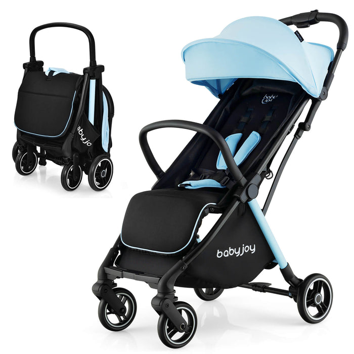 One-Hand Folding Portable Lightweight Baby Stroller with Aluminum Frame-Blue