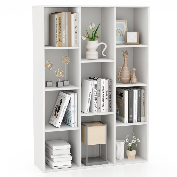 11-Cube Multifunctional Book Storage Organizer Display Cabinet with Anti-tipping Kits-White