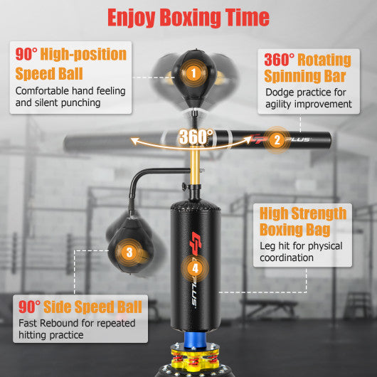 Boxing Speed Trainer Freestanding Fillable 360Â° Spinning Bar Adjustable Height