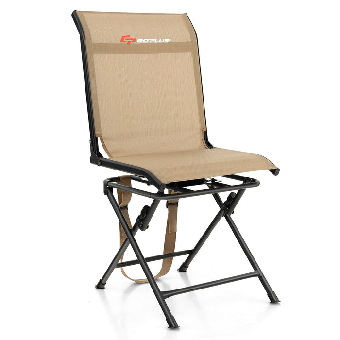 All weather Outdoor Foldable 360 Degree Swivel Chair with Iron Frame-Brown