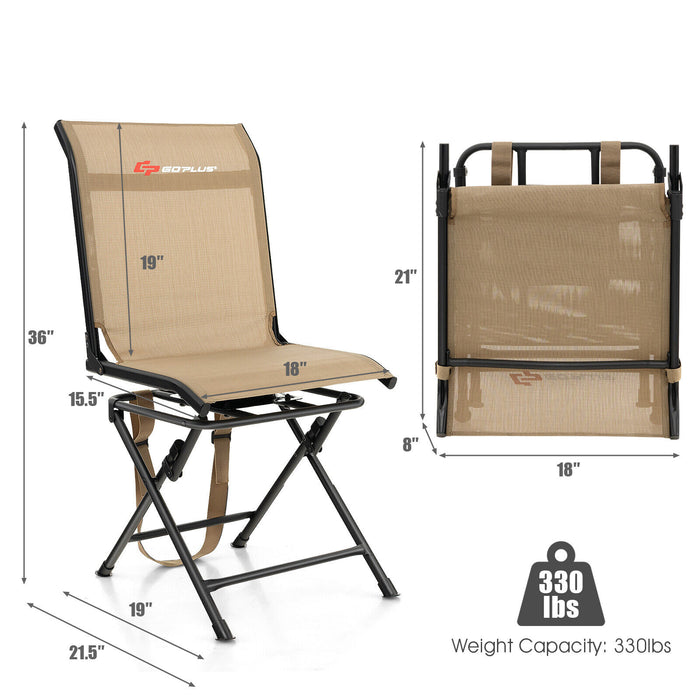 All weather Outdoor Foldable 360 Degree Swivel Chair with Iron Frame-Brown