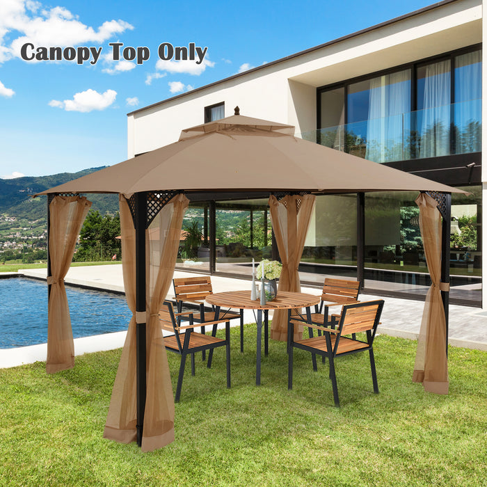 10 x 12 Feet Gazebo Replacement Top with Air Vent and Drainage Holes-Brown