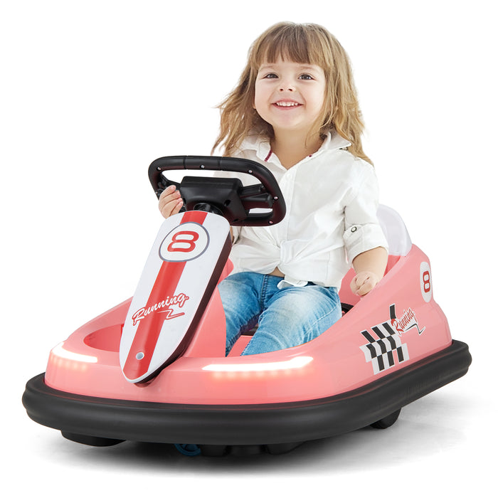 6V kids Ride-on Bumper Car with 360Â° Spinning and Dual Motors-Pink