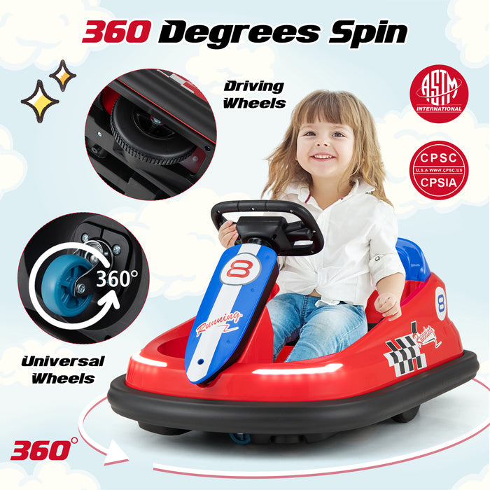 6V kids Ride-on Bumper Car with 360Â° Spinning and Dual Motors-Red