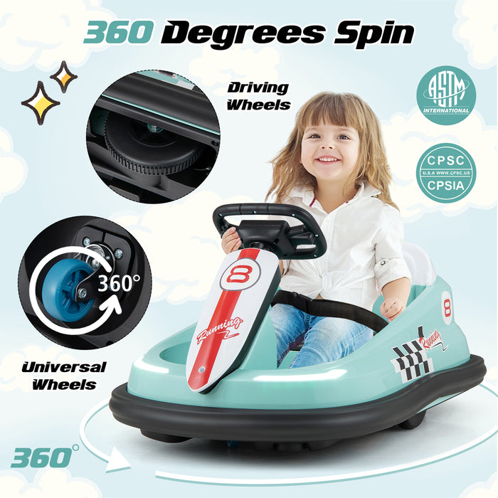 6V kids Ride-on Bumper Car with 360Â° Spinning and Dual Motors-Green