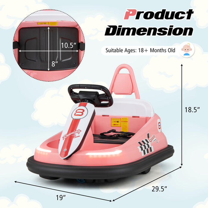 6V kids Ride-on Bumper Car with 360Â° Spinning and Dual Motors-Pink