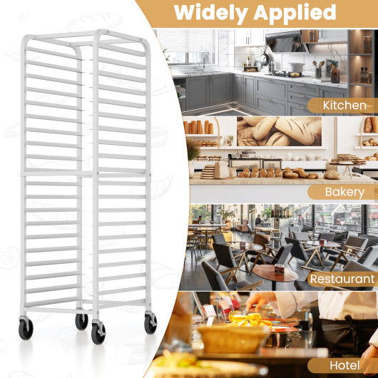 20-tier Bun Pan Speed Rack with Lockable Rubber Wheels