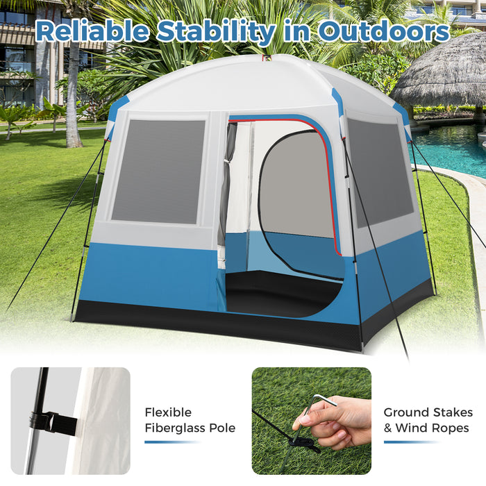 5 Person Camping Tent with Mesh Windows and Carrying Bag for Camping Hiking Traveling-White