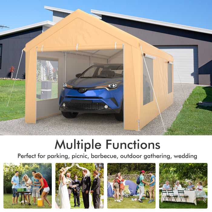 10 x 20 Feet Heavy-Duty Steel Portable Carport Car Canopy Shelter-Yellow