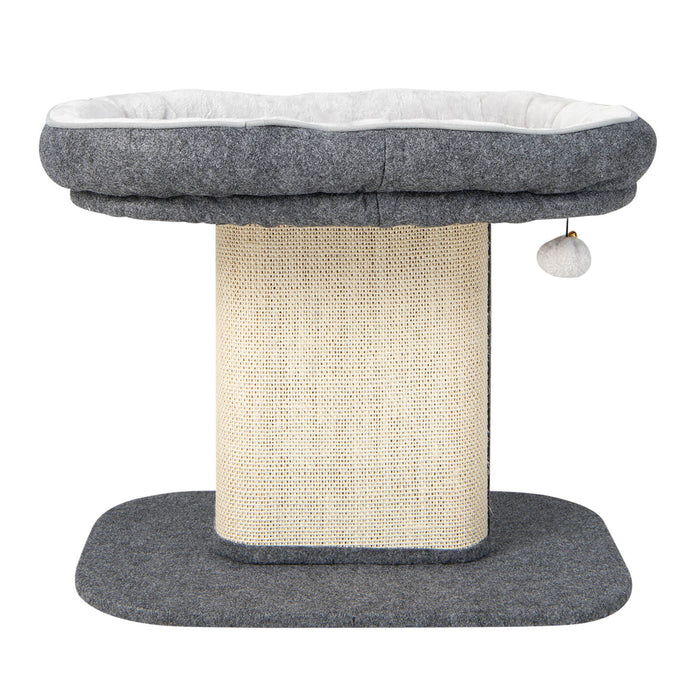 Modern Cat Tree Tower with Large Plush Perch and Sisal Scratching Plate-Gray