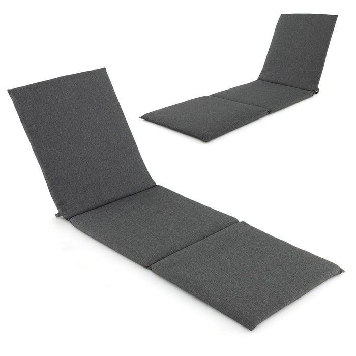 Outdoor Chaise Lounge Cushion Patio Furniture Folding Pad with Fixing Straps-Dark Gray