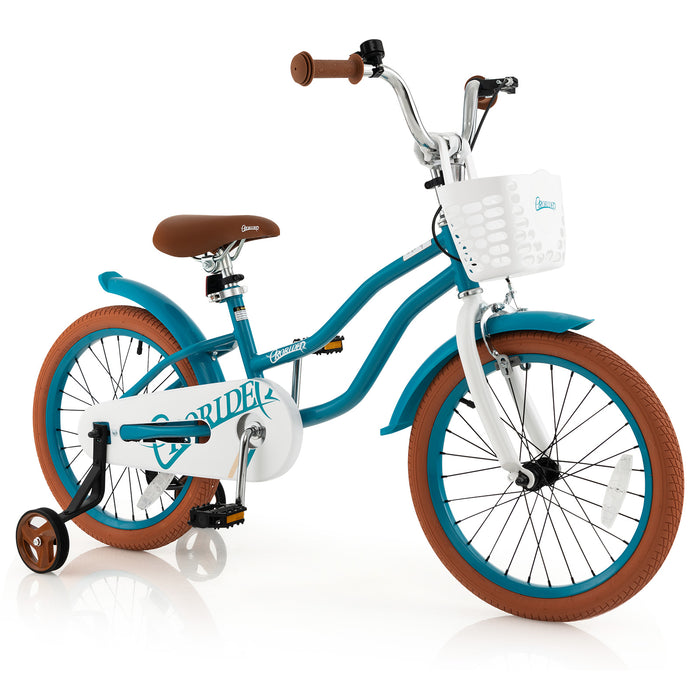 Children Bicycle with Front Handbrake and Rear Coaster Brake-Turquoise