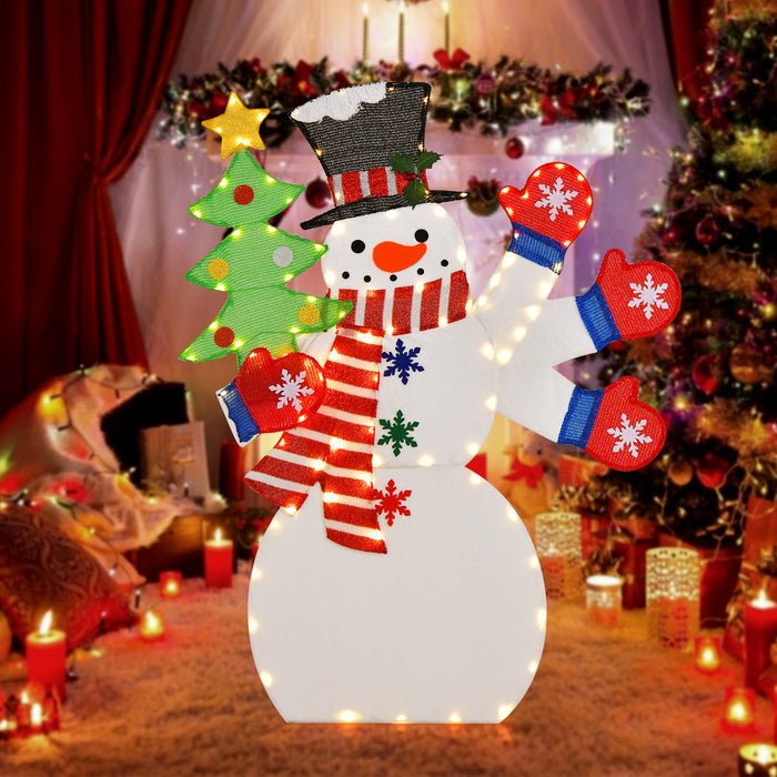 4FT Christmas Snowman Decoration with Waving Hand and 140 LED Lights