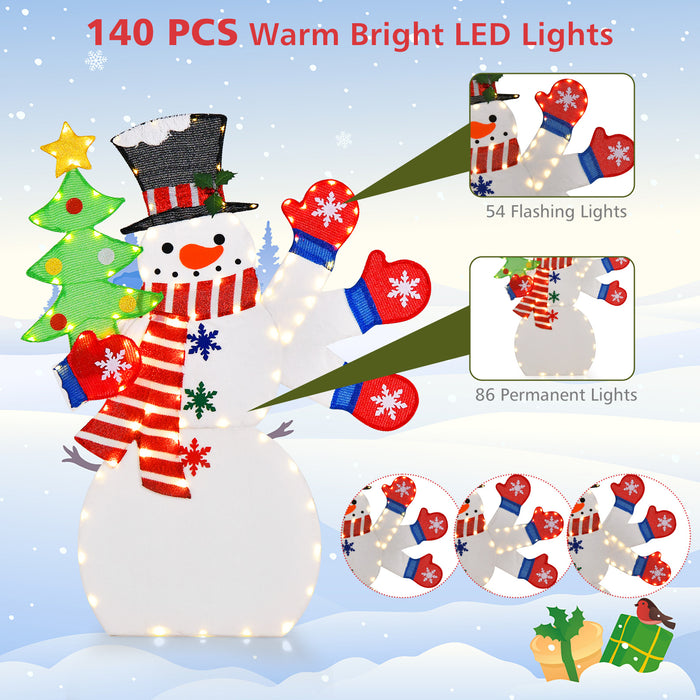 4FT Christmas Snowman Decoration with Waving Hand and 140 LED Lights