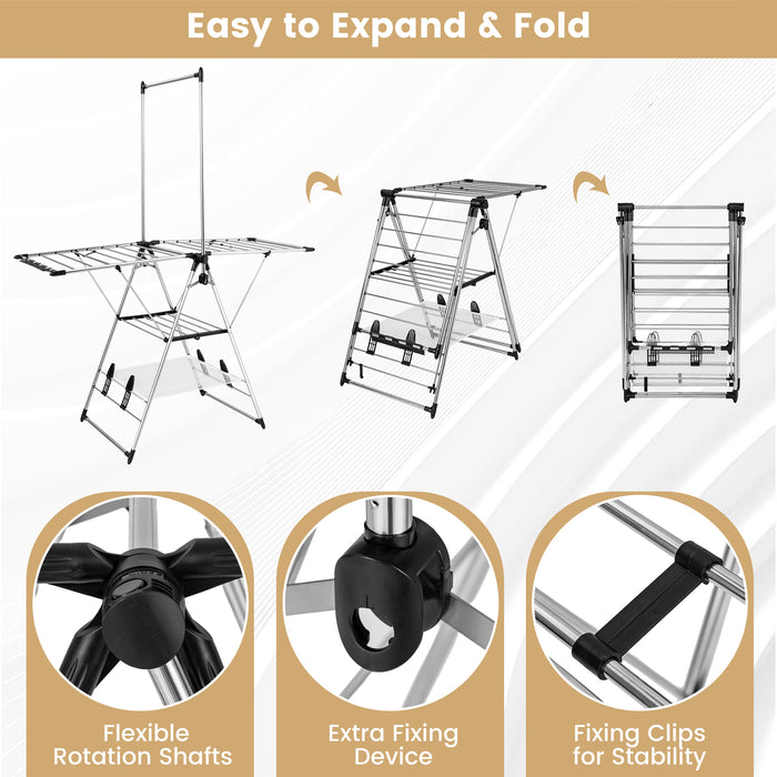 Clothes Drying Rack with 6-Level Adjustable Height