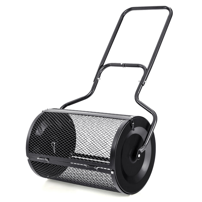 24â€ Peat Moss Spreader with Upgrade Side Latches and U-shape Handle-Black