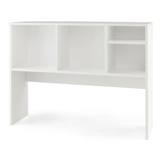 Computer Desktop Bookcase with 4 Cubbies and Open Back Compartment-White