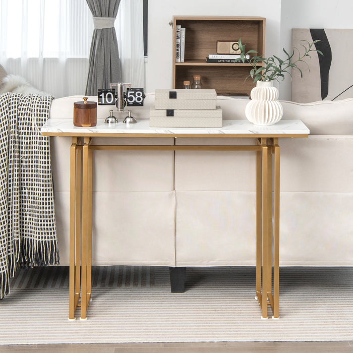 43.5 Inch Console Table with Heavy-duty Metal Frame-Golden