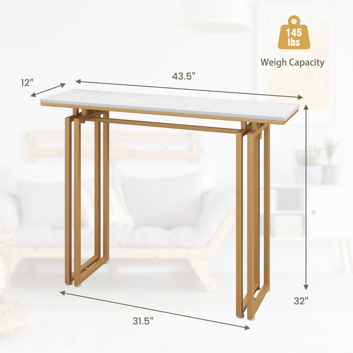 43.5 Inch Console Table with Heavy-duty Metal Frame-Golden