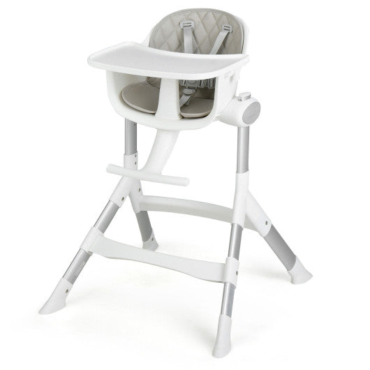 4-in-1 Convertible Baby High Chair with Aluminum Frame-Gray