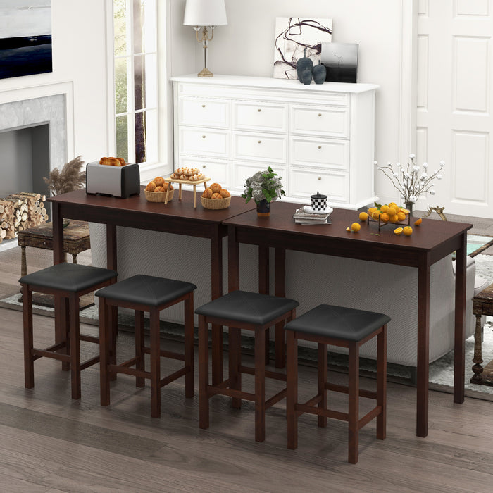 Counter-Height Dining Table and 2 Upholstered Bar Stools-Brown