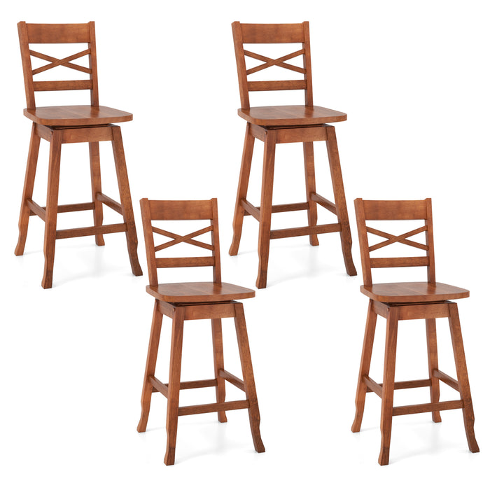 Swivel 24-Inch Counter Height Stool Set of 2 with Inclined Backrest-Walnut