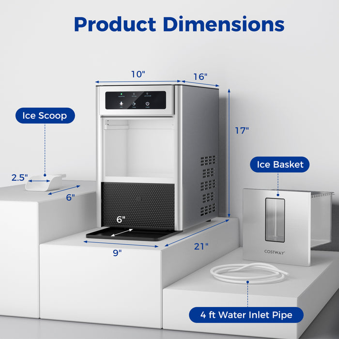 Countertop Nugget Ice Maker with Ice Scoop and Water Tray