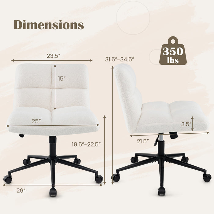 Cross Legged Chair with Wheels with Padded Seat Adjustable Height for Bedroom Study-Beige