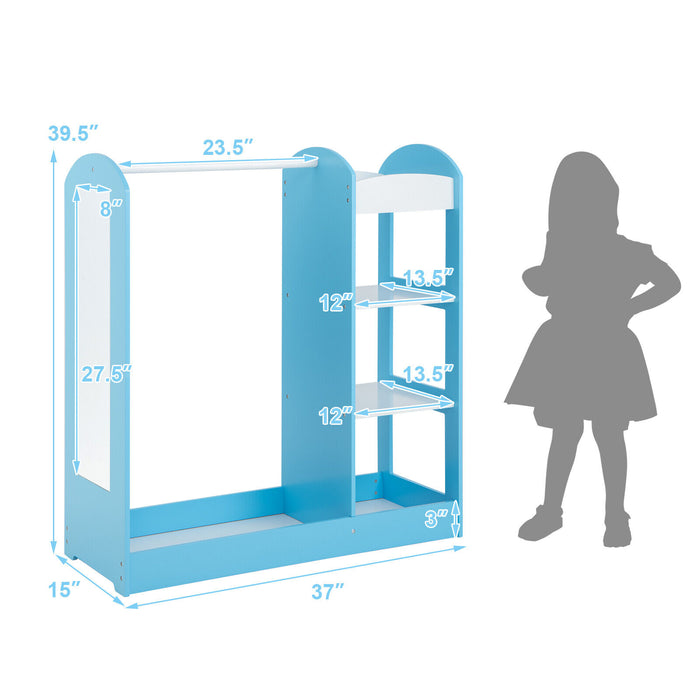 Kids Dress Up Storage with Mirror-Blue