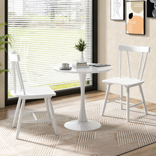 Windsor Style Armless Chairs with Solid Rubber Wood Frame-White