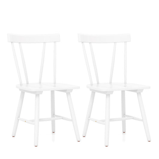 Windsor Style Armless Chairs with Solid Rubber Wood Frame-White