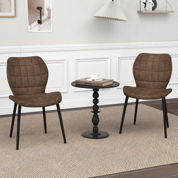 Dining Chairs Set of 2 with Padded Back  Metal Legs and Adjustable Foot Pads-Brown