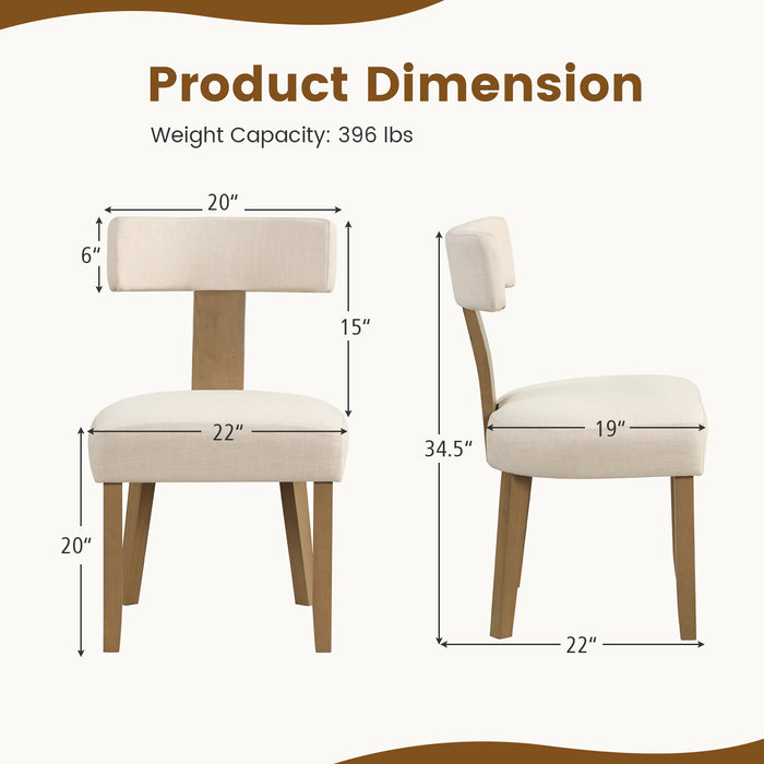 Dining Chairs Set of 2 with Curved Backrest Padded Seat-Beige