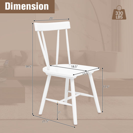 Windsor Style Armless Chairs with Solid Rubber Wood Frame-White