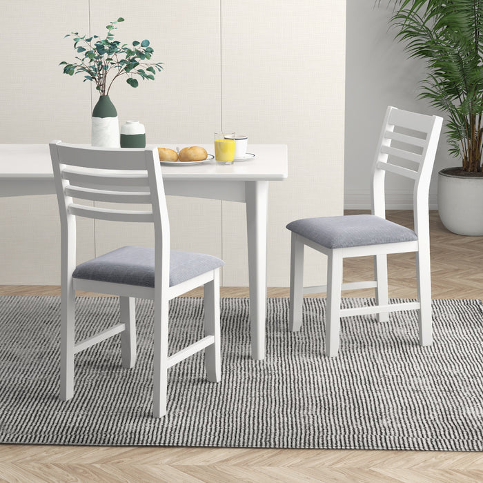 Wooden Dining Chair Set of 2 with Rubber Wood Frame and Padded Cushion-White