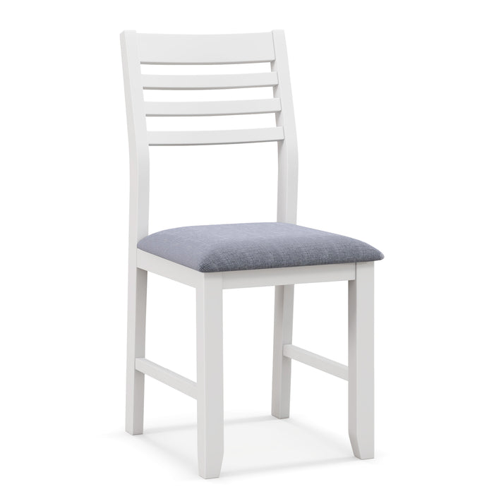 Wooden Dining Chair Set of 2 with Rubber Wood Frame and Padded Cushion-White