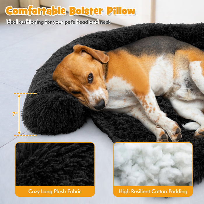 Plush Calming Dog Couch Bed with Anti-Slip Bottom-M