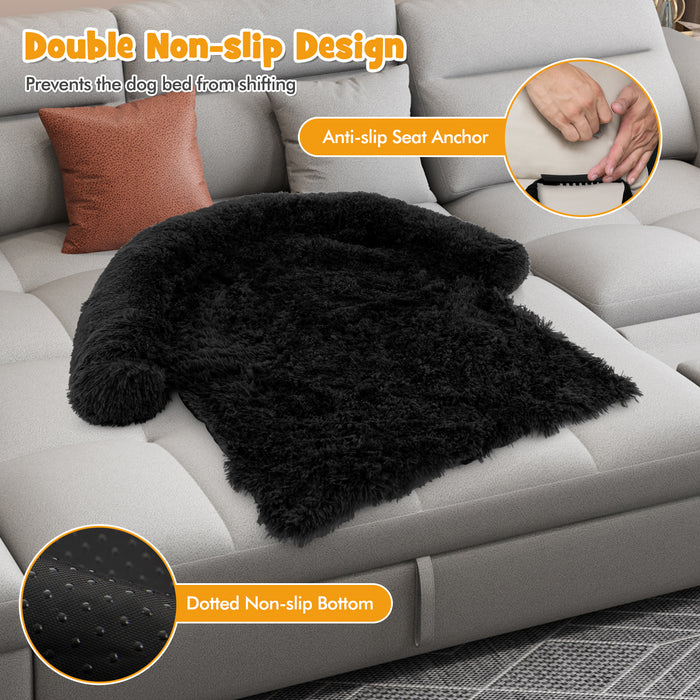 Plush Calming Dog Couch Bed with Anti-Slip Bottom-S