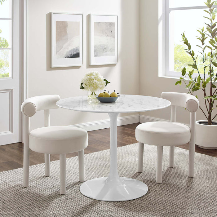 Lippa 40" Round Artificial Marble Dining Table