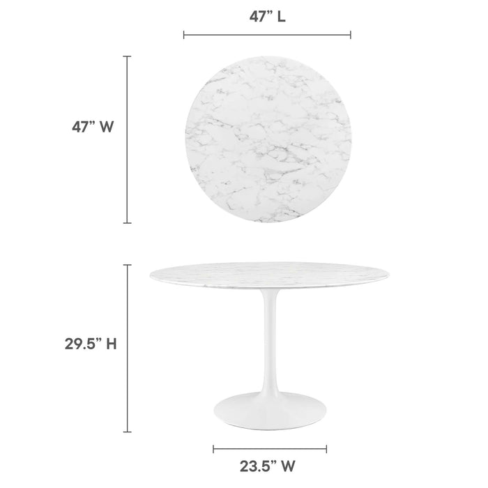 Lippa 48" Round Artificial Marble Dining Table