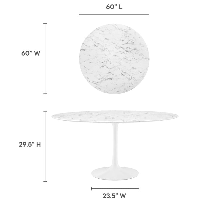 Lippa 60" Round Artificial Marble Dining Table